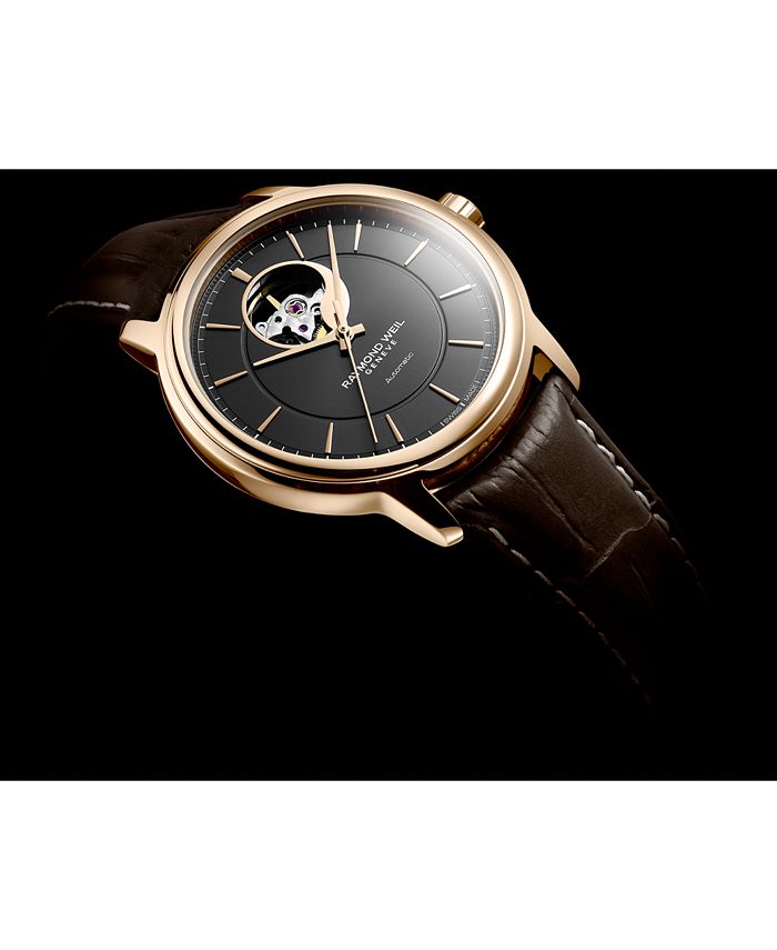 Raymond Weil - Men's Swiss Automatic Maestro Brown Leather Strap Watch 39mm