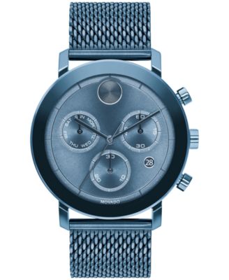 Movado Men's Swiss Chronograph Bold Verso Blue Ion-Plated Steel Mesh ...