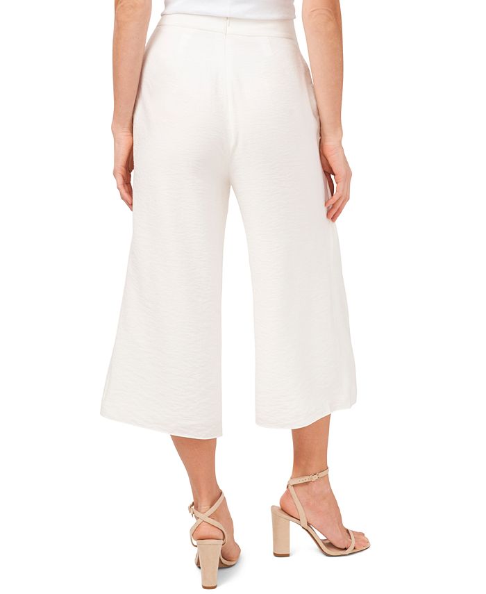 CeCe Women's Wide-Leg Belted-Waist Cropped Culotte Pants - Macy's