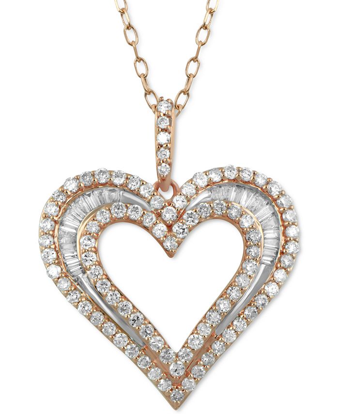 Macy's rose discount gold heart necklace