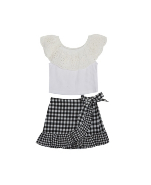 Rare Editions Big Girls Gingham Skirt Set 2 Piece Set