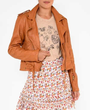 Nicole Miller Women's Leather Moto Jacket