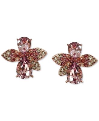 INC International Concepts - Flower Crystal Stud Earrings in Gold Tone- or Rose Gold-Tone, Created for Macy's