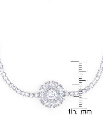 Cubic Zirconia SunFlower Adjustable Bolo Bracelet in Silver Plate