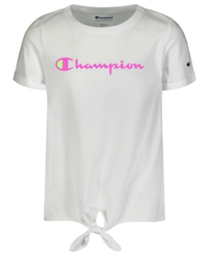 Big Girls Tie Front Tee with Script