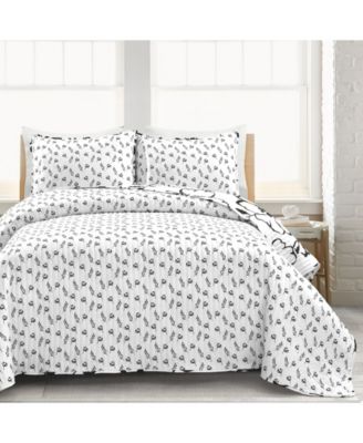Lush Décor Scandinavian Floral 3 Piece Quilt Set, Full/Queen
