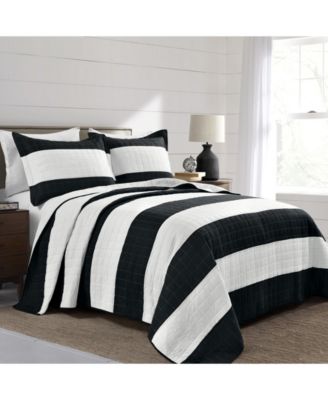 Lush Décor New Berlin Stripe 3 Piece Quilt Set, Full/Queen