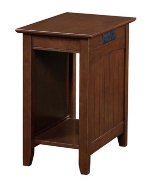 Convenience Concepts Edison End Table With Charging Station And Shelf In Dark Brown