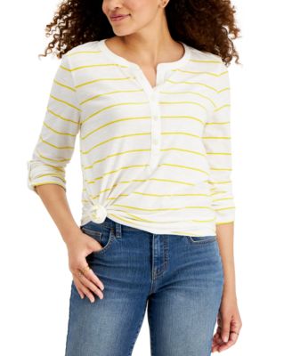 Style & Co - Cotton Striped Henley T-Shirt