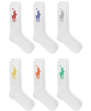 Polo Ralph Lauren Men's Six-Pack Fathers Day Big Pony Crew Socks