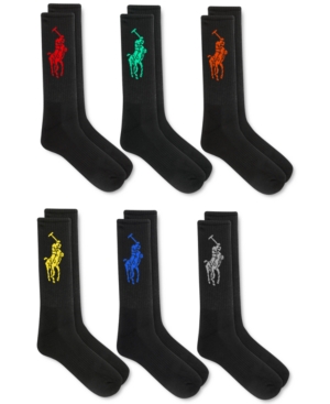 Polo Ralph Lauren Men's Six-Pack Fathers Day Big Pony Crew Socks