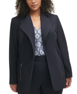 Calvin Klein Trendy Plus Size Wing-Lapel Topper Jacket