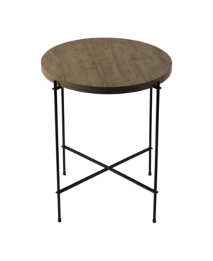 Mix Xena Round Laminate Wood Top End Table In Walnut, Black