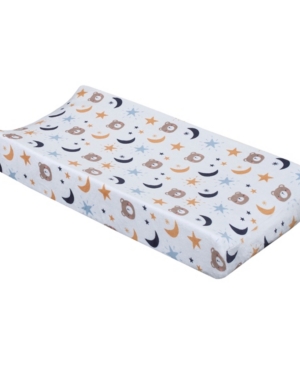 Nojo Goodnight Sleep Tight Bear, Moon And Star Super Soft Changing Pad Cover In White