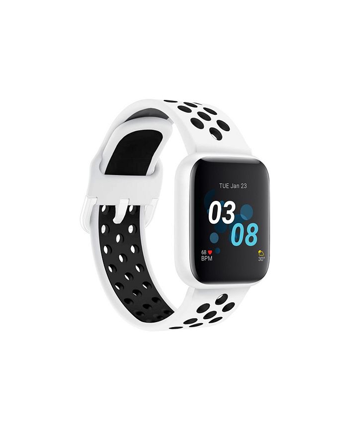 iTouch Air 3 Women's Touchscreen Smartwatch Fitness Tracker: White Case with White Perforated