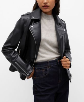 mango zipper leather biker jacket