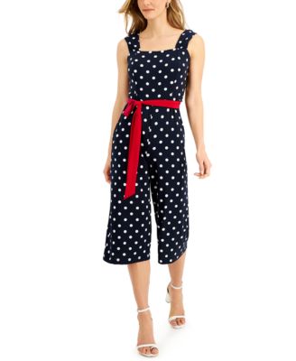 polka dot cropped jumpsuit