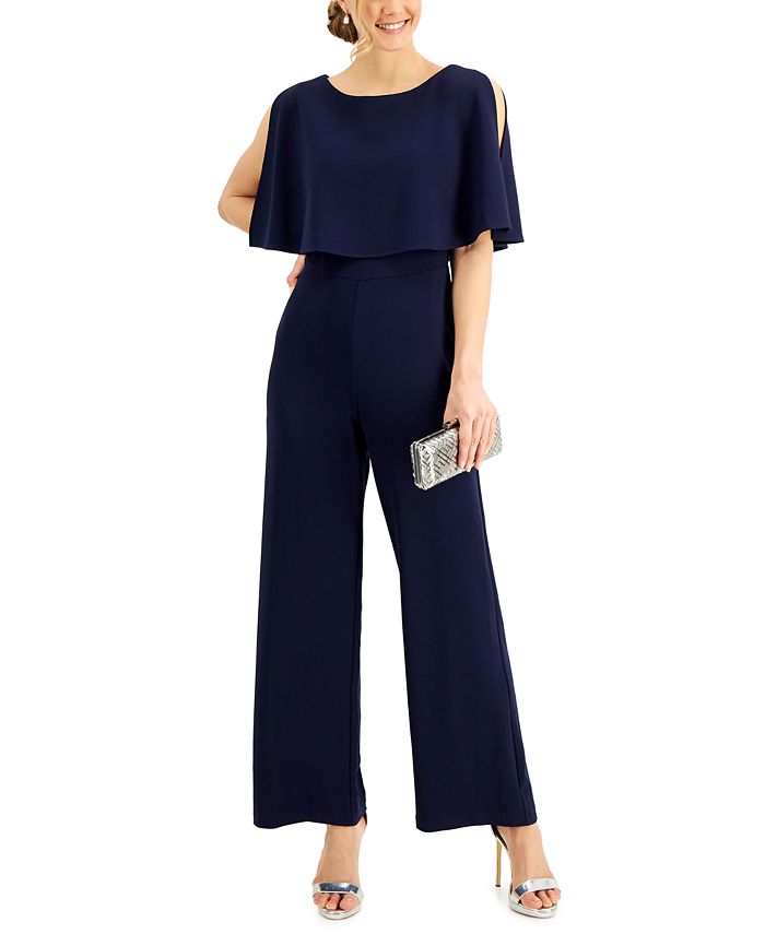 Connected Overlay Wide-Leg Jumpsuit - Macy's
