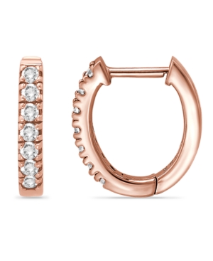Giani Bernini Cubic Zirconia Oval Huggie Hoop Earrings In Sterling Silver In Rose Gold