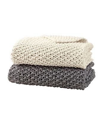 DKNY PURE Cotton Chunky Knit Throw - Macy's