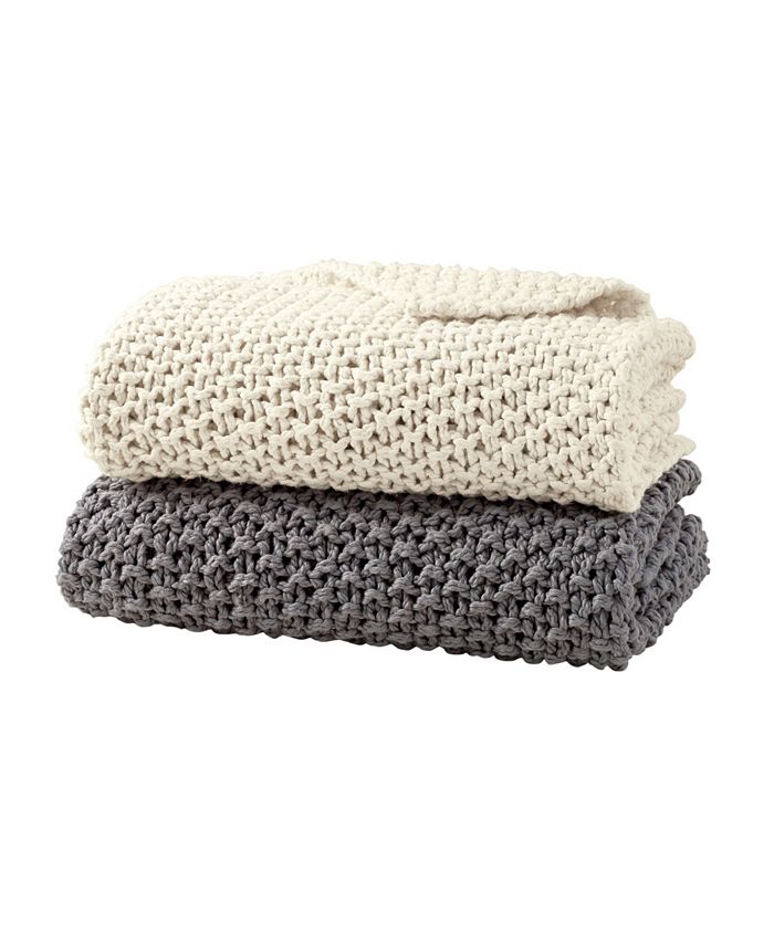 DKNY PURE Cotton Chunky Knit Throw Macy's