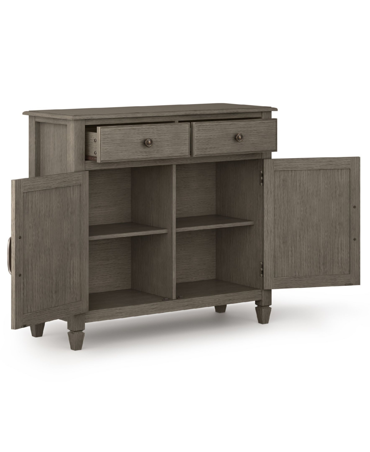 Shop Simpli Home Connaught Solid Wood Entryway Storage Cabinet In Farmhouse Gray