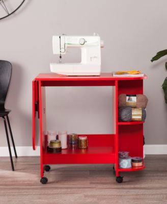 Southern Enterprises Sil Expandable Rolling Sewing Table, Craft Station - Universal Style