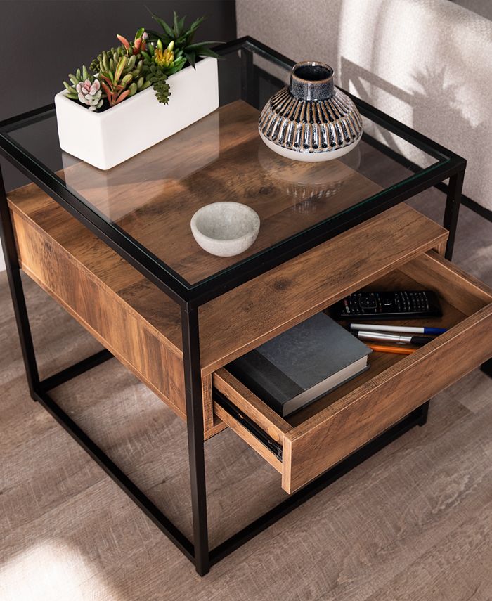 Southern Enterprises Olivern Glasstop End Table with Storage Macy's