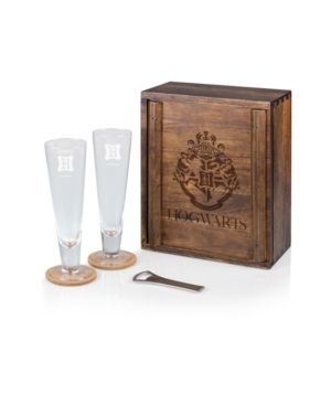 Legacy Harry Potter Hogwarts Beverage Glass Gift Set, 6 Pieces In Acacia Wood