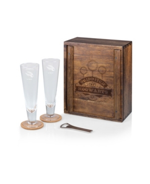 Legacy Harry Potter Quidditch Beverage Glass Gift Set, 6 Pieces In Acacia Wood
