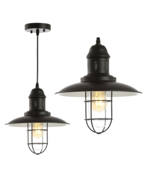 Jonathan Y Deere Adjustable Cage Light Led Pendant In Black