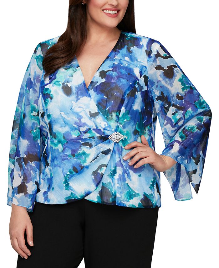 Alex Evenings Plus Size Metallic Chiffon Top & Reviews - Dresses - Plus Sizes - Macy's