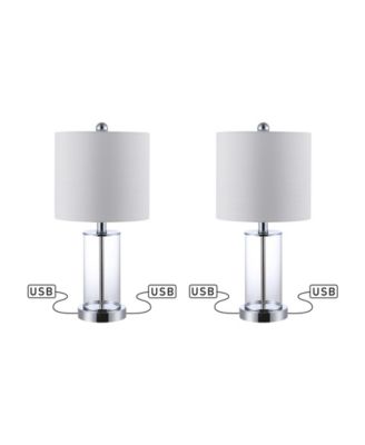 Abner Glass Modern Contemporary USB Charging LED Table Lamp, Set of 2