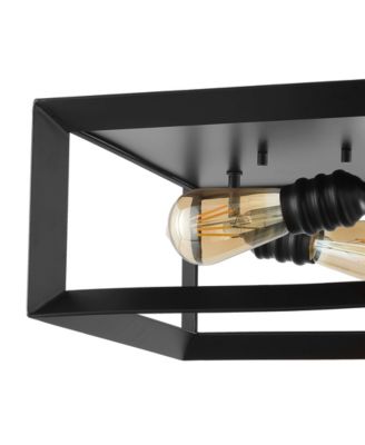Marfa Square 2-Light Iron Modern Farmhouse LED Flush Mount