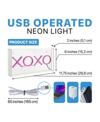 Contemporary Glam Acrylic Box USB Operated LED Neon Light