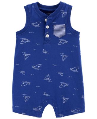 Kissy Kissy Love Baby Boys Sleeveless Romper - Ocean Boat Traffic