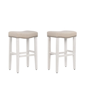 29" Upholstered Saddle Seat Counter Stool, Set of 2