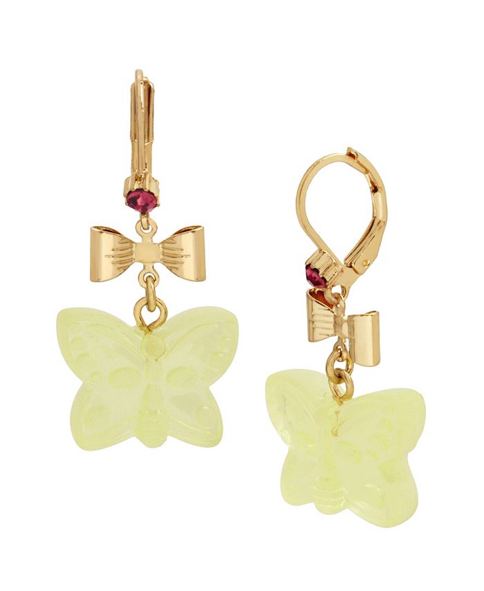 Betsey Johnson Gummy Butterfly Drop Earrings - Macy's