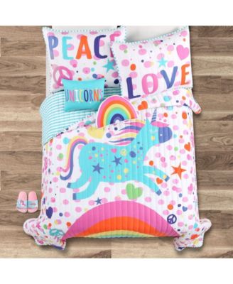 Kids Unicorn Rainbow 5-Pc. Quilt Set, Full/Queen
