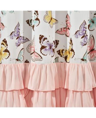 Kids Flutter Butterfly Ruffled Curtain Set, 52" x 63"