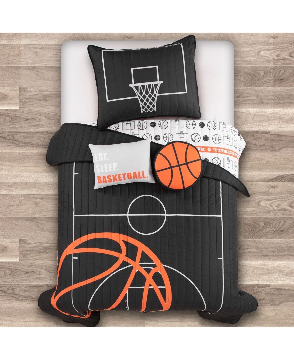 Lush Decor Kids Basketball Game 4-pc. Quilt Set, Twin/twin Xl In Black,orange