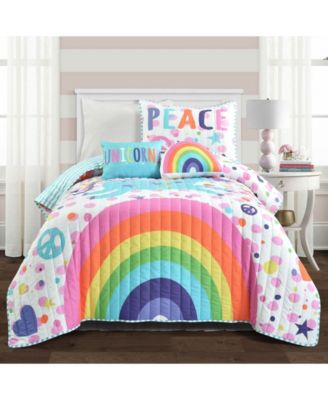 Kids Unicorn Rainbow 4-Pc. Quilt Set, Twin/Twin XL