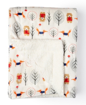 Baby Boys and Girls Bear Pattern Mink Sherpa Blanket