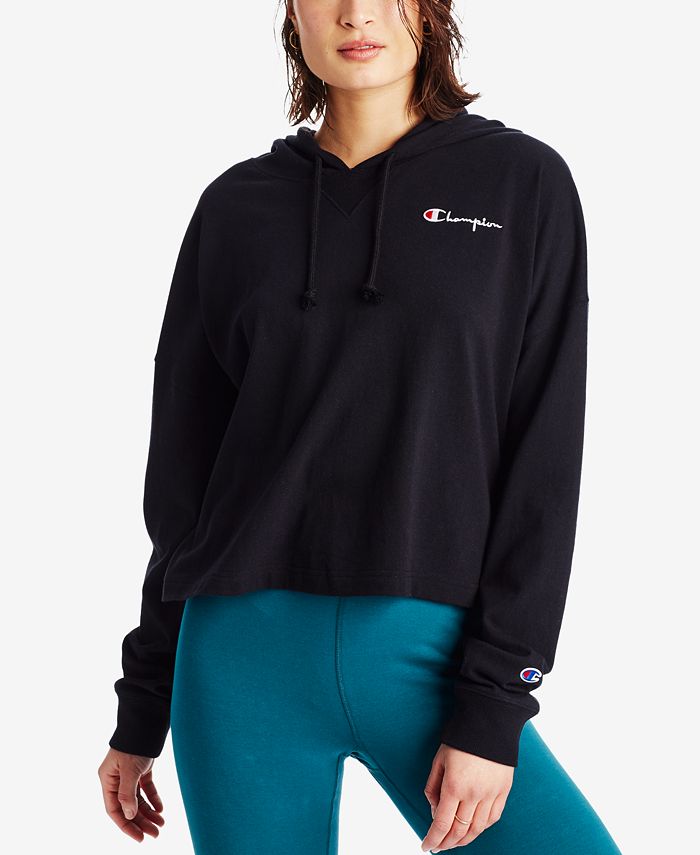 Champion Women's Cotton Logo Cropped Hoodie & Reviews - Tops - Women ...
