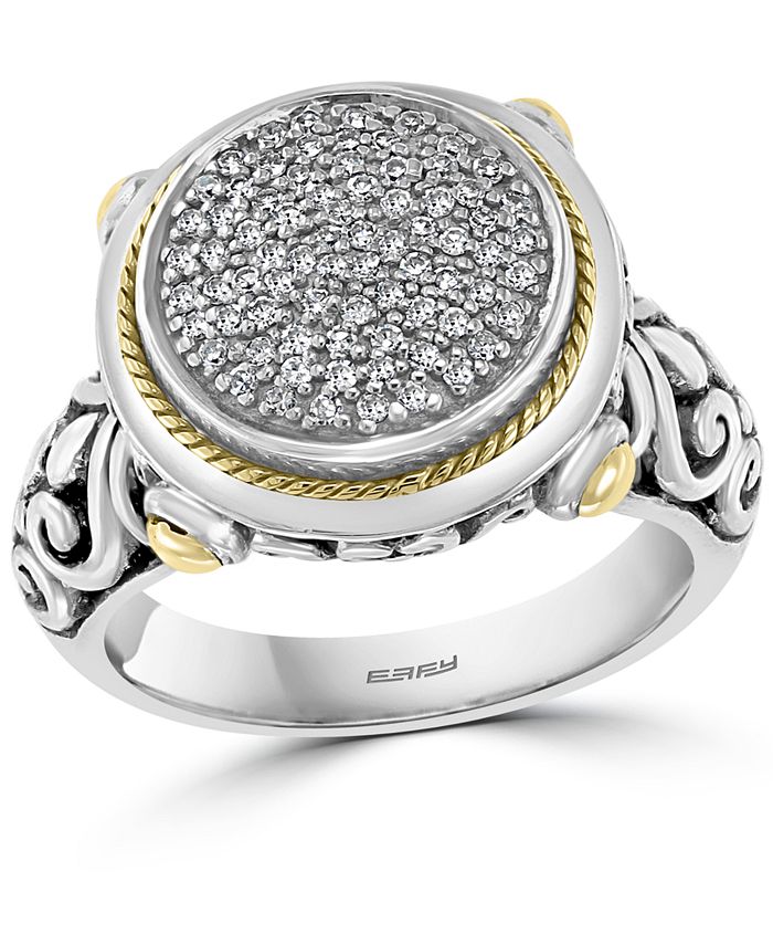 EFFY Collection - Diamond Cluster Ring (1/4 ct. t.w.) in Sterling Silver and 18k Gold