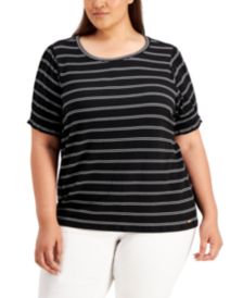 Plus Size Textured Striped Top