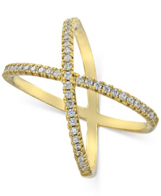 Pav&eacute; Criss Cross Band Ring in Sterling Silver