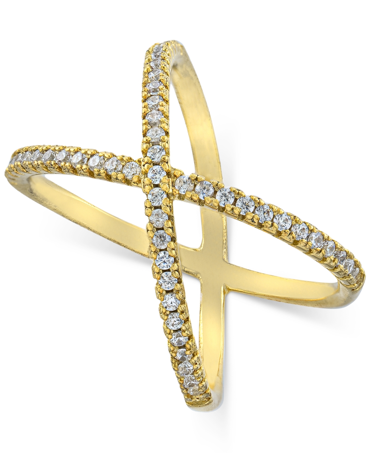 Giani Bernini Cubic Zirconia Crisscross Statement Ring Plated Sterling Silver, Created for Macy's - Gold