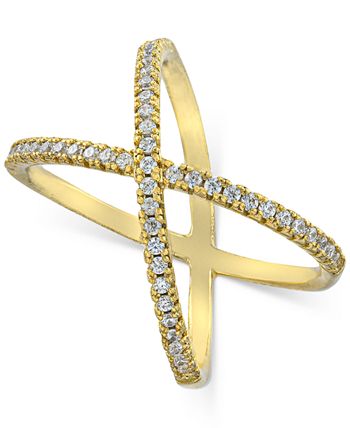 Giani Bernini - Cubic Zirconia Crisscross Statement Ring in Gold-Plated Sterling Silver