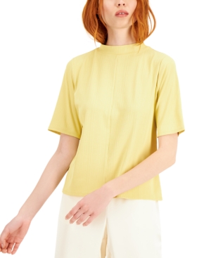 Alfani Ribbed Mock-neck Top, Created For Macy's In Pistachio Green